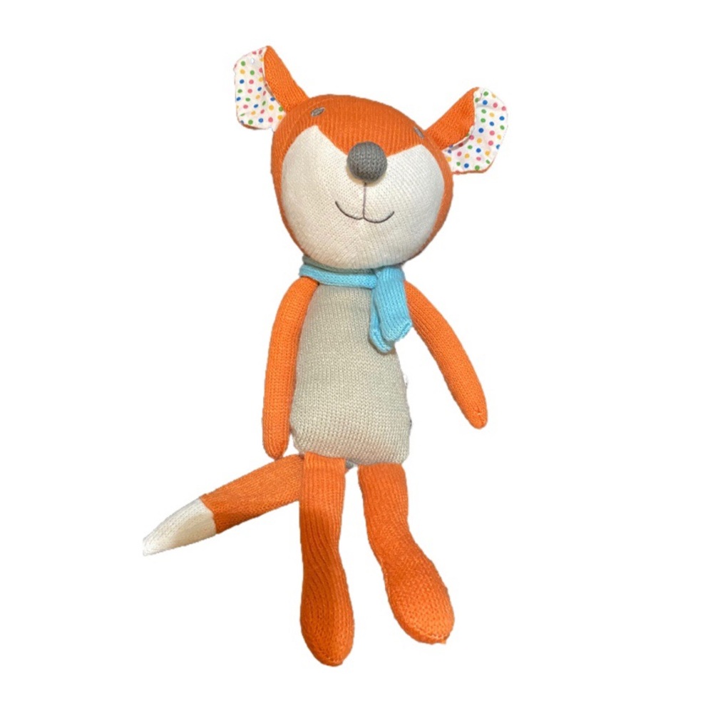 The Peanutshell Woodland Forest Friend Fox Knit Plush Stuffed Animal Lovey Doll